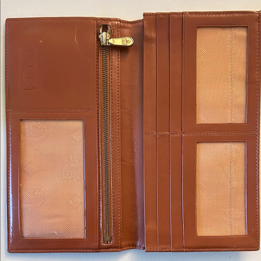 MCM Cognac Visetos Leather Brown Bifold Wallet size:7.25” L x 3.75” H - Picture 2 of 14